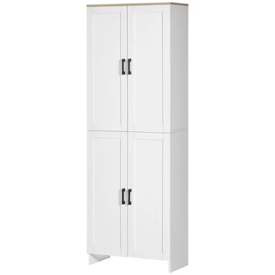 HOMCOM 72" Freestanding Kitchen Pantry, 4-Door Storage Cabinet Organizer With Adjustable Shelves, Kitchen Cabinet With Doors And Shelves, White 5 HOMCOM 72" Freestanding Kitchen Pantry, 4-Door Storage Cabinet Organizer With Adjustable Shelves, Kitchen Cabinet With Doors And Shelves, White - Image 3