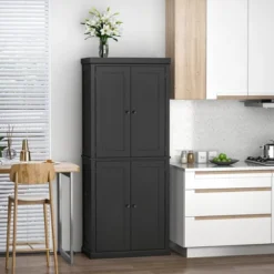 HOMCOM Freestanding Modern 4 Door Kitchen Pantry, Storage Cabinet Organizer With 6-Tier Shelves, And 4 Adjustable Shelves, Black -Homcom Shop GUEST 6be848e3 6e29 4ca8 85cb 28452adb2810