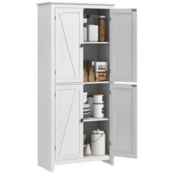 HOMCOM 72" Freestanding 4-Door Kitchen Pantry, Storage Cabinet Organizer With 4-Tiers, And Adjustable Shelves -Homcom Shop GUEST 6c80b20b 84b5 4a93 84bd dfe59773cc63