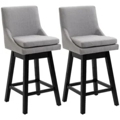 HOMCOM 28" Set Of 2 Swivel Bar Height Bar Stools, Armless Upholstered Barstools Chairs With Soft Padding Cushion And Wood Legs -Homcom Shop GUEST 6cb125b8 f92a 4124 a869 919e6f850e5f
