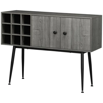 HOMCOM Coffee Bar Cabinet 9-Bottle Wine Rack And Adjustable Shelf, Sideboard Buffet Cabinet Wine Cabinet For Living Room 5 HOMCOM Coffee Bar Cabinet 9-Bottle Wine Rack And Adjustable Shelf, Sideboard Buffet Cabinet Wine Cabinet For Living Room - Image 3