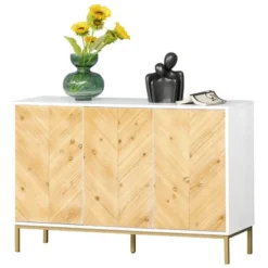 HOMCOM Modern 3 Door Accent Sideboard Storage Cabinet With Chevron Pattern And Adjustable Shelving, Natural Wood 9 HOMCOM Modern 3 Door Accent Sideboard Storage Cabinet With Chevron Pattern And Adjustable Shelving, Natural Wood -Homcom Shop GUEST 6e625b67 4449 4bc3 899c f8d6d26d4e25