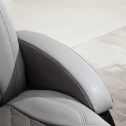 HOMCOM PU Recliner Reading Armchair With Footrest, Headrest And Round Steel/Wood Base For Living Room Or Office, Gray -Homcom Shop GUEST 6edcc6e4 b7b0 43ef b034 47fb015e97c8