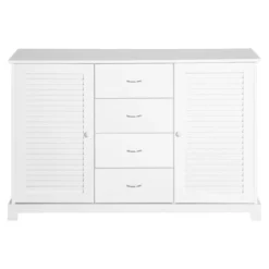 HOMCOM 47" Modern Storage Cabinet Buffet Sideboard With Drawers And Louvered Doors- White -Homcom Shop GUEST 6eecc1cd d9a5 4b6c 9ff9 6bfd0c9a3451
