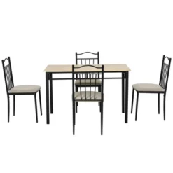HOMCOM 5 Piece Dining Room Table Set With 4 Metal Frame Chairs For Kitchen, Dinette, Breakfast Nook, Grey -Homcom Shop GUEST 6f666dac 3d0d 46a6 be5b 816e1cbaf38e