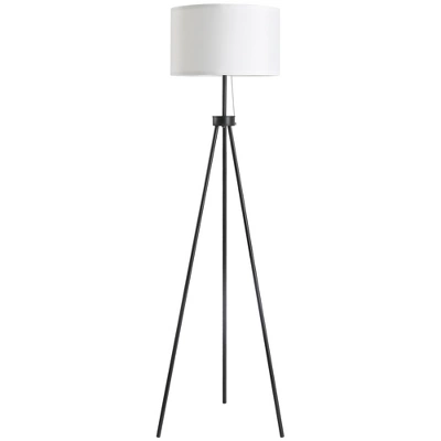 HOMCOM 59.75" Tripod Floor Lamp With Pull Chain Standing, Fabric Lampshade E26 Lamp Holder Steel For Living Room, Bedroom, Office 5 HOMCOM 59.75" Tripod Floor Lamp With Pull Chain Standing, Fabric Lampshade E26 Lamp Holder Steel For Living Room, Bedroom, Office - Image 3