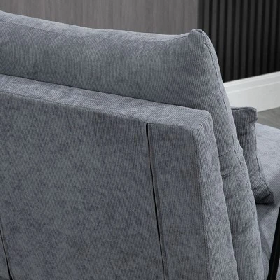 HOMCOM Accent Chair With Ottoman, Reclining Comfy Chair With Adjustable Backrest, Steel Frame And Pillow For Living Room, Bedroom 6 HOMCOM Accent Chair With Ottoman, Reclining Comfy Chair With Adjustable Backrest, Steel Frame And Pillow For Living Room, Bedroom - Image 4