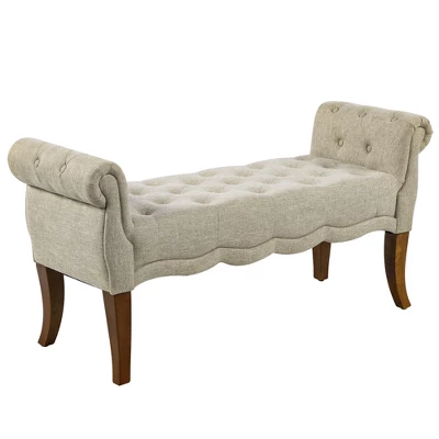 HOMCOM Traditional Style Entryway Bed End Shoe Bench With Button Tufted And Rounded Arm For Living Room 7 HOMCOM Traditional Style Entryway Bed End Shoe Bench With Button Tufted And Rounded Arm For Living Room - Image 5