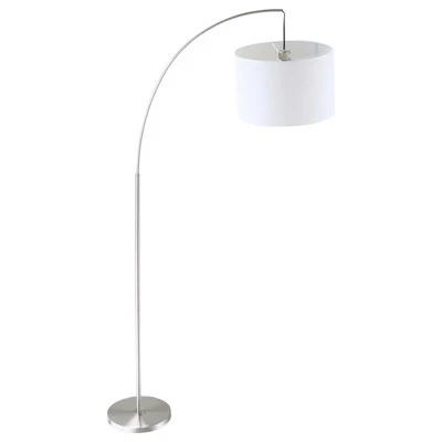 HOMCOM Arc Floor Reading Lamp, Tall Pole Standing Lamp With Hanging Fabric Lampshade For Living Room Or Bedroom, Silver/White 5 HOMCOM Arc Floor Reading Lamp, Tall Pole Standing Lamp With Hanging Fabric Lampshade For Living Room Or Bedroom, Silver/White - Image 3