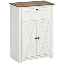 HOMCOM Farmhouse Storage Cabinet, Sideboard With Double Doors, Drawer, And Adjustable Shelf For Kitchen, Bedroom, Living Room, White -Homcom Shop GUEST 731a06ae 2ce7 41c4 b057 291686f6e01e