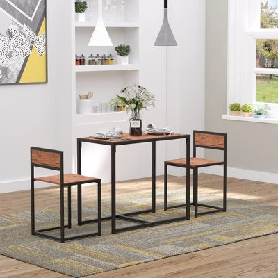 HOMCOM Industrial 3-Piece Dining Table And 2 Chair Set For Small Space In The Dining Room Or Kitchen 4 HOMCOM Industrial 3-Piece Dining Table And 2 Chair Set For Small Space In The Dining Room Or Kitchen - Image 2
