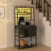 HOMCOM Kitchen Baker's Rack With Power Outlet, LED Lights, Microwave Stand With Storage Shelves, Wine Bottle Rack, Barn Door Cabinet 2 HOMCOM Kitchen Baker's Rack With Power Outlet, LED Lights, Microwave Stand With Storage Shelves, Wine Bottle Rack, Barn Door Cabinet -Homcom Shop GUEST 755f4f0d c077 4e60 8abb 2dbb3c7e7327