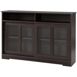 HOMCOM Sideboard Buffet Cabinet, Coffee Bar Cabinet,Credenza With Sliding Glass Doors, Cupboard And Adjustable Shelf, Dark Brown -Homcom Shop GUEST 76d313ae 1c8c 478a a7a7 79f8b57fc7ef