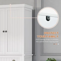 HOMCOM 72" Pinewood Large Kitchen Pantry Storage Cabinet, Freestanding Cabinets With Doors And Shelf Adjustment, Dining Room Furniture, White -Homcom Shop GUEST 7727eb5e 6f21 43fa b039 cc364f7cf23b