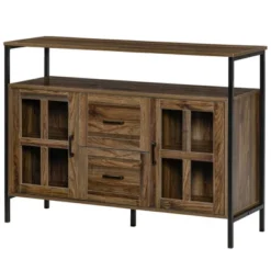 HOMCOM Rustic Kitchen Sideboard, Serving Buffet Storage Cabinet With Adjustable Shelves, Glass Doors, And 2 Drawers For Living Room 11 HOMCOM Rustic Kitchen Sideboard, Serving Buffet Storage Cabinet With Adjustable Shelves, Glass Doors, And 2 Drawers For Living Room -Homcom Shop GUEST 78279ea9 0b54 4dd2 8597 27fe634454c6