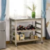 HOMCOM Rolling Kitchen Cart With Stainless Steel Countertop, 1 Bottom Shelf, 1 Slotted Middle Shelf And 4 Castor Wheels, Gray 2 HOMCOM Rolling Kitchen Cart With Stainless Steel Countertop, 1 Bottom Shelf, 1 Slotted Middle Shelf And 4 Castor Wheels, Gray -Homcom Shop GUEST 78634e91 e698 404c a8fc 3796cd9bdf55