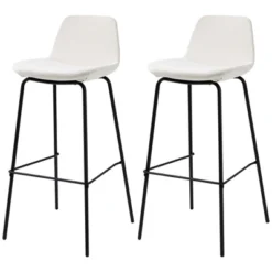 HOMCOM 29.5" Bar Stools Set Of 2, Upholstered Extra Tall Barstools, Armless Bar Chairs With Back, Steel Legs, Cream White -Homcom Shop GUEST 78d00897 f767 4771 9160 ef5ca2caedb9
