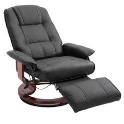 HOMCOM Faux Leather Manual Recliner, Adjustable Swivel Lounge Chair With Footrest, Armrest And Wrapped Wood Base For Living Room -Homcom Shop GUEST 78d6b831 0b11 45ad bcba 218499310874