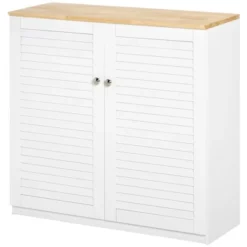 HOMCOM Storage Cabinet Kitchen Sideboard With Louvered Doors, Freestanding Floor Cabinet For Living Room, Hallway, White -Homcom Shop GUEST 79247d66 09ec 4080 ac9f 3848d8df59b2