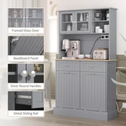 HOMCOM 68" Kitchen Pantry Cabinet With Charging Station, 2 Tilt Out Trash Cabinets And Microwave Stand, Modern Storage Cabinet -Homcom Shop GUEST 79329f60 1a04 4a8a 9a8a b0a89f46f1fb