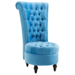 HOMCOM Retro High Back Armless Royal Accent Chair Fabric Upholstered Tufted Seat For Living Room, Dining Room And Bedroom -Homcom Shop GUEST 79b17471 812a 4bf4 b047 e919a9f7414b