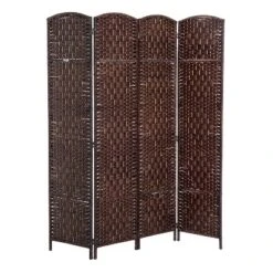 HOMCOM 6' Tall Wicker Weave 4 Panel Room Divider Privacy Screen - Brown -Homcom Shop GUEST 7aab652f 962c 4ac6 8533 ec1a29f582d1