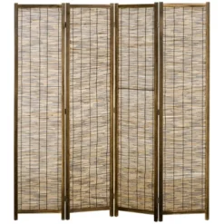 HOMCOM 5.5' Tall Room Divider With Wood & Hand Woven Reed, 4 Panel Folding Privacy Screens, Portable Partition Wall Divider 8 HOMCOM 5.5' Tall Room Divider With Wood & Hand Woven Reed, 4 Panel Folding Privacy Screens, Portable Partition Wall Divider -Homcom Shop GUEST 7ad77421 fa40 4dcd 9bf6 99e4f9837ae3