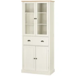 HOMCOM Freestanding Kitchen Pantry, 5-tier Storage Cabinet With Adjustable Shelves And Drawer For Living Room, Dining Room, Cream White -Homcom Shop GUEST 7bec5ff9 cdeb 4885 9d08 ef7d3606ea23