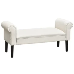 HOMCOM 52" Linen Upholstered Accent Ottoman Bench With Armrests -Homcom Shop GUEST 7c98d698 401c 4ec4 a4a6 5afcf7901656