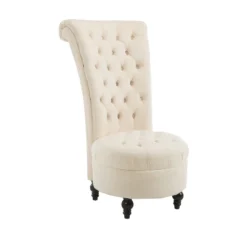 HOMCOM Retro High Back Armless Royal Accent Chair Fabric Upholstered Tufted Seat For Living Room, Dining Room And Bedroom -Homcom Shop GUEST 7d29f4bd df45 44c0 a62c 1e56642ff9bf