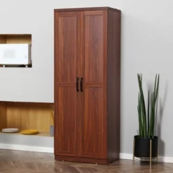 HOMCOM 63" 2-Door Kitchen Pantry, Freestanding Storage Cabinet With 2 Adjustable Shelves For Kitchen Or Living Room