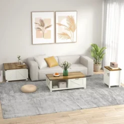 HOMCOM Farmhouse Coffee Table With Storage, Large Square Coffee Table For Living Room Furniture, Wooden Center Table With Flip-Top Lid -Homcom Shop GUEST 7dcff92f 97f4 4b3b a2e9 5577bc1784c3