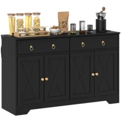 HOMCOM Sideboard Buffet Cabinet, Farmhouse Coffee Bar Cabinet With 2 Drawers And Barn Doors, Buffet Table With Adjustable Shelves -Homcom Shop GUEST 7e95ee80 1d7d 4c3b b10a 534fbe06103f