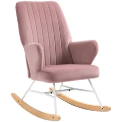 HOMCOM Accent Rocking Chairs, Upholstered Nursery Glider Rocker, Modern Armchair, Wingback Chair For Living Room And Bedroom, Pink -Homcom Shop GUEST 7fddd955 330a 4993 bb9d feddd36f85a0