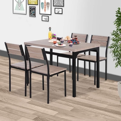 HOMCOM 5-Piece Dining Table Furniture Set Modern Industrial Table With 4 Chairs For Dining Room, Kitchen 4 HOMCOM 5-Piece Dining Table Furniture Set Modern Industrial Table With 4 Chairs For Dining Room, Kitchen - Image 2
