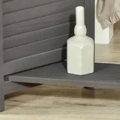 HOMCOM 4 Panel 67" Tall Wood Privacy Screen Room Divider With 3 Display Shelves, And Folding Storage For Bedroom Or Home Office, Gray -Homcom Shop GUEST 806b1cba 920d 4f9a a19c af404c826fd5