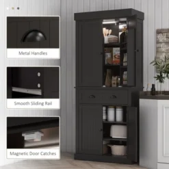 HOMCOM 71" LED Kitchen Pantry Cabinet, Tall Storage Cabinet With 6 Door Shelves, A Drawer And 4 Adjustable Shelves -Homcom Shop GUEST 824a04fd d487 4514 b756 8d3cd1bea066