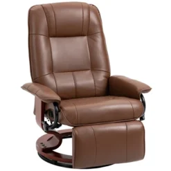 HOMCOM Faux Leather Manual Recliner, Adjustable Swivel Lounge Chair With Footrest, Armrest And Wrapped Wood Base For Living Room -Homcom Shop GUEST 83ea98b0 0164 4838 96c7 1a6bb31cccc9