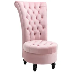 HOMCOM Retro High Back Armless Royal Accent Chair Fabric Upholstered Tufted Seat For Living Room, Dining Room And Bedroom -Homcom Shop GUEST 861a14b6 c117 4cad 8665 eae4fb526d88
