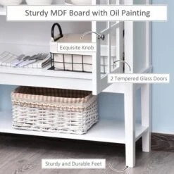 HOMCOM Kitchen Credenza & Sideboard Buffet Cabinet With 2 Glass Doors & Storage Shelves -Homcom Shop GUEST 869ada75 c9df 4c75 98c9 6b2d2b7195cd