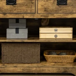 HOMCOM Rustic Storage Cabinet Sideboard With 2 Drawers And 2 Cupboard, Distressed Brown -Homcom Shop GUEST 86ff7526 5923 4b89 bf07 e0f016199766