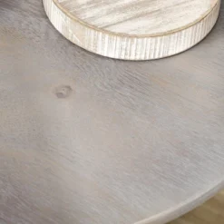 HOMCOM Pedestal Side Table With Round Tabletop, Rustic End Table With Solid Wood Leg For Living Room, Bedroom, Light Gray And Black -Homcom Shop GUEST 875f0bac 4252 46be b35c d5f3c49f1999