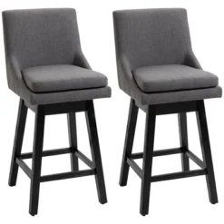 HOMCOM 28" Set Of 2 Swivel Bar Height Bar Stools, Armless Upholstered Barstools Chairs With Soft Padding Cushion And Wood Legs -Homcom Shop GUEST 8b27ce22 8323 4db2 a2d9 54ebc19a5f1f