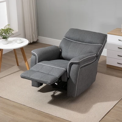 HOMCOM Manual Recliner Armchair With Thick Padded Headrest, Back And Footrest And Adjustable 150 Degree Angle, Gray 4 HOMCOM Manual Recliner Armchair With Thick Padded Headrest, Back And Footrest And Adjustable 150 Degree Angle, Gray - Image 2