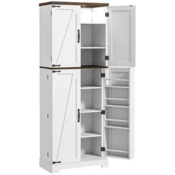 HOMCOM 64" Kitchen Pantry Storage Cabinet With Motion Sensor Light, Spice Racks And Adjustable Shelves, White -Homcom Shop GUEST 8d61b1e6 f696 46f2 b507 ac9229e93f23