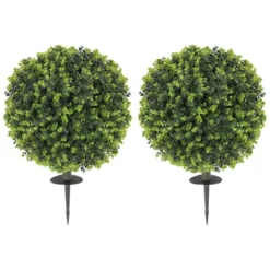 HOMCOM 2 Pack 1.3ft Artificial Eucalyptus Topiary Ball With Ground Stake, Indoor Outdoor Faux Greenery, Faux Plants For Garden, Porch 9 HOMCOM 2 Pack 1.3ft Artificial Eucalyptus Topiary Ball With Ground Stake, Indoor Outdoor Faux Greenery, Faux Plants For Garden, Porch -Homcom Shop GUEST 8e04e484 a93d 4e70 8e9a e14f544bc5a5