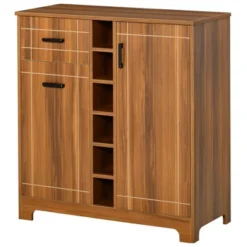 HOMCOM Retro Wine Cabinet For 6 Bottles, Wine Rack Sideboard Serving Bar With Glass Holders And 1 Drawer, Brown -Homcom Shop GUEST 8f80c741 97b6 4df5 b993 bbeb27264206