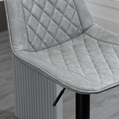 HOMCOM Adjustable Bar Stools Set Of 2, Counter Height Barstools With Swivel Seat Round Steel Base, And Footrest, Gray 7 HOMCOM Adjustable Bar Stools Set Of 2, Counter Height Barstools With Swivel Seat Round Steel Base, And Footrest, Gray - Image 5