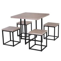 HOMCOM 5 Piece Dining Table Set, Square Kitchen Table Set With Stools For Small Space, Breakfast Nook -Homcom Shop GUEST 91609811 703a 45e3 a29d 48d58b7f8964