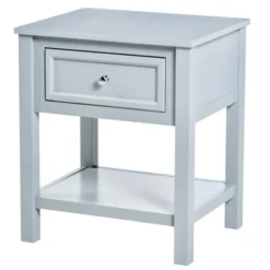 HOMCOM Accent End Table, Sofa Side Table With Storage Drawer And Bottom Shelf For Living Room, Bedroom, Gray -Homcom Shop GUEST 926c4428 c1b4 4203 807e 598f0f6e533b
